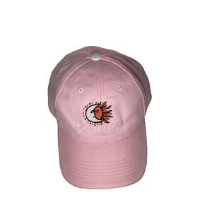 Pink Cozumel Sun Moon Embroidered Baseball Cap Hat Celestial Souvenir Pink White